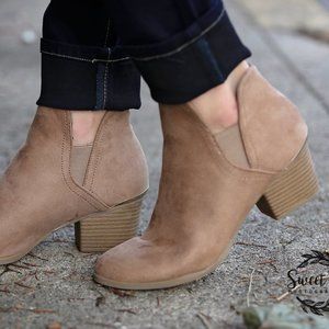 Tan ankle booties with heel